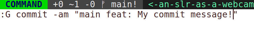 Git commit command generated in vim command bar