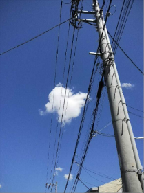 Power cables on a hot sunny day